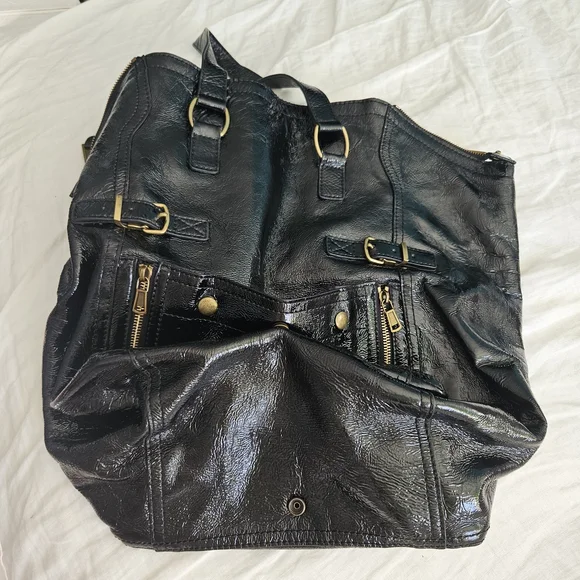 YSL "Rive Gauche" Black Leather Tote Bag - Picture 10 of 10